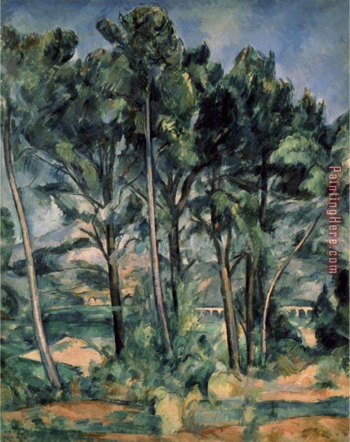Paul Cezanne The Aqueduct Montagne Sainte Victoire Seen Through Trees